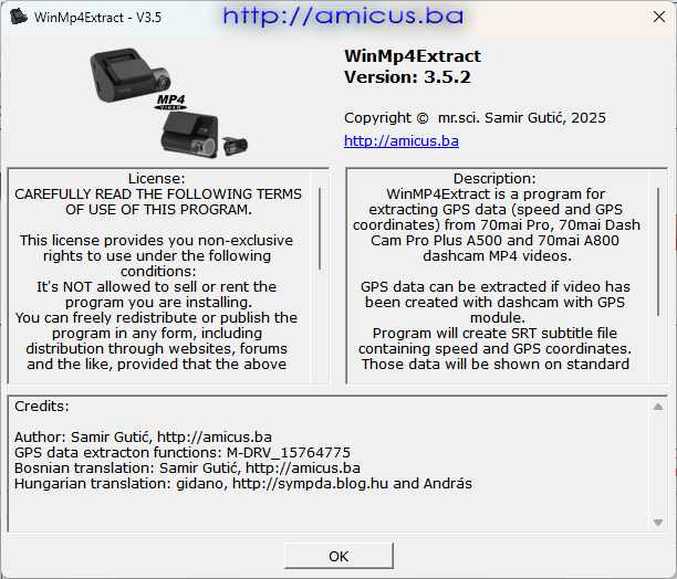 WinMp4Extract About