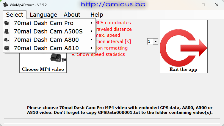 WinMp4Extract main window