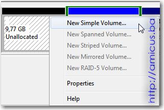 New Simple Volume - kreiranje particije