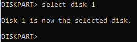 Select disk 1