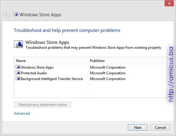 Windows Store Apps Start prozor