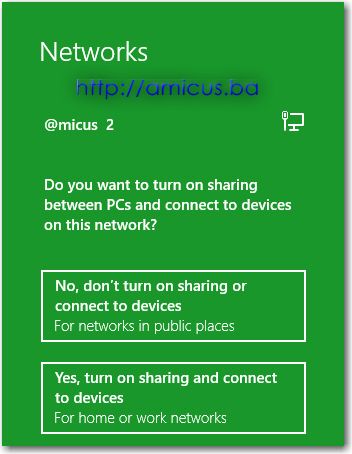 Networks sidebar u Windows 8